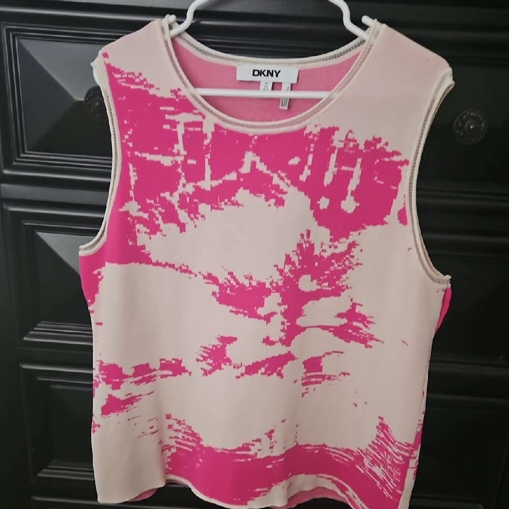 DKNY Women's Tank Top in Pink and Cream